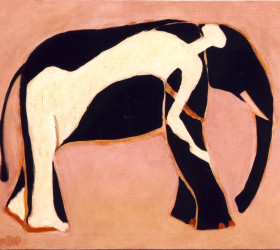 Walking with elephant, 2000